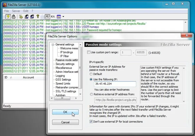 FileZilla là gì? Cách sử dụng FileZilla để trao đổi dữ liệu với hosting 55 Nếu không có IP tĩnh, bạn có thể giữ nguyên tùy chọn tự động