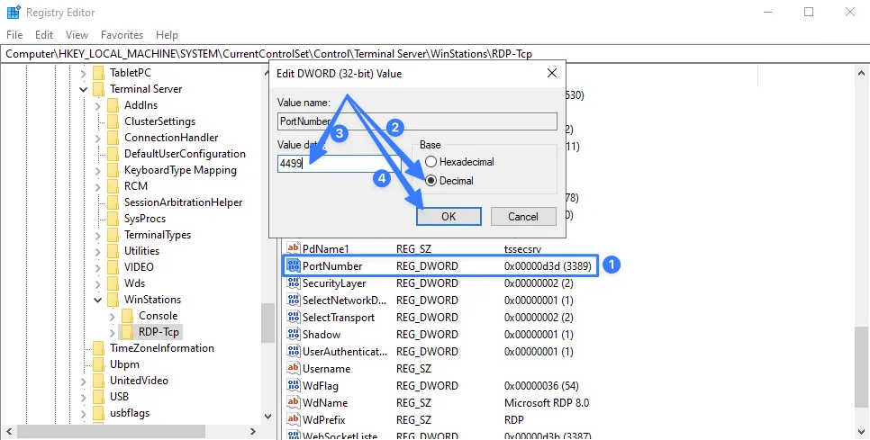 Hướng dẫn đổi Port remote desktop Windows (Port 3389) và kết nối sau khi đổi cổng nhanh chóng 21 Đổi giá trị PortNumber