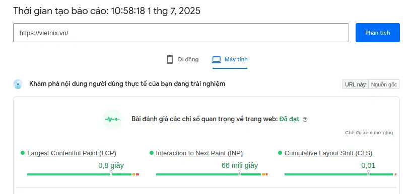PageSpeed Insights là gì? 8 cách tối ưu PageSpeed Insights 42 Dữ liệu thực tế (Field Data) – từ người dùng thật