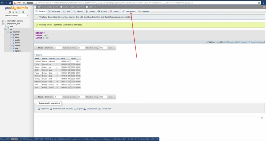 Sự khác biệt giữa MyISAM và InnoDB là gì? 13 chọn Operations trong phpMyAdmin