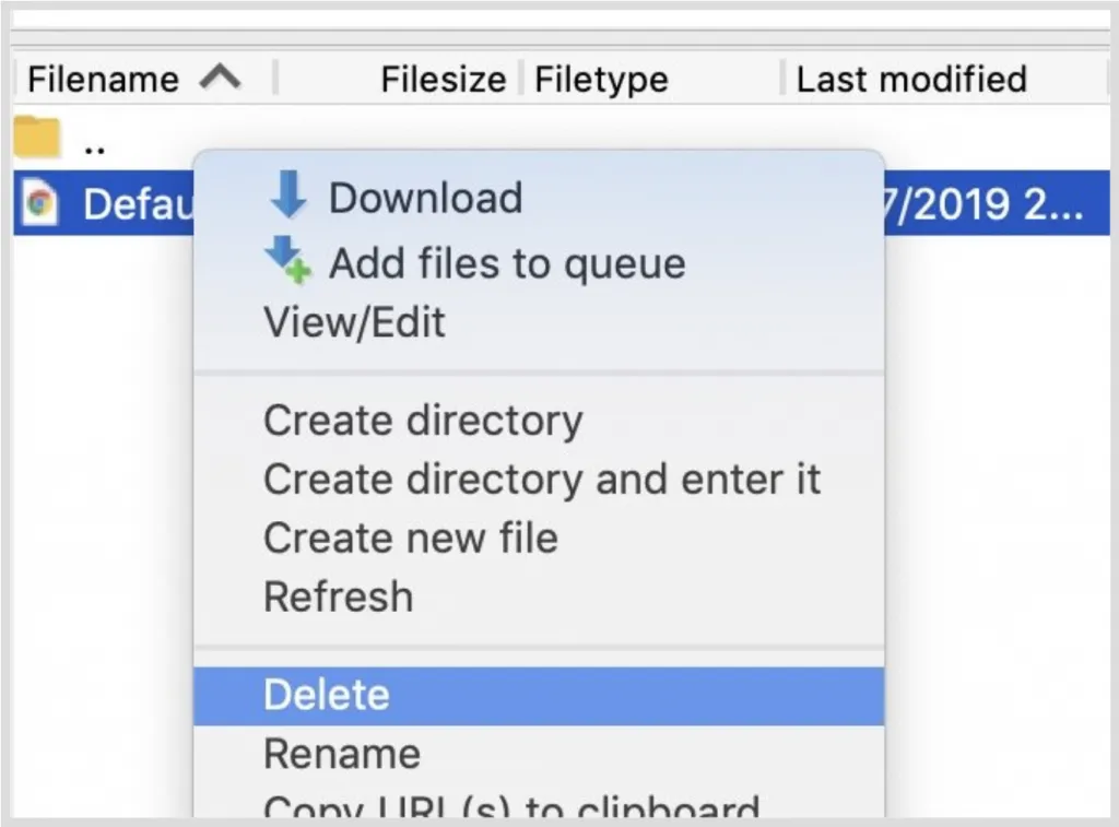 Hướng dẫn clone WordPress website bằng Duplicator 43 Xóa các file mặc định có trên server