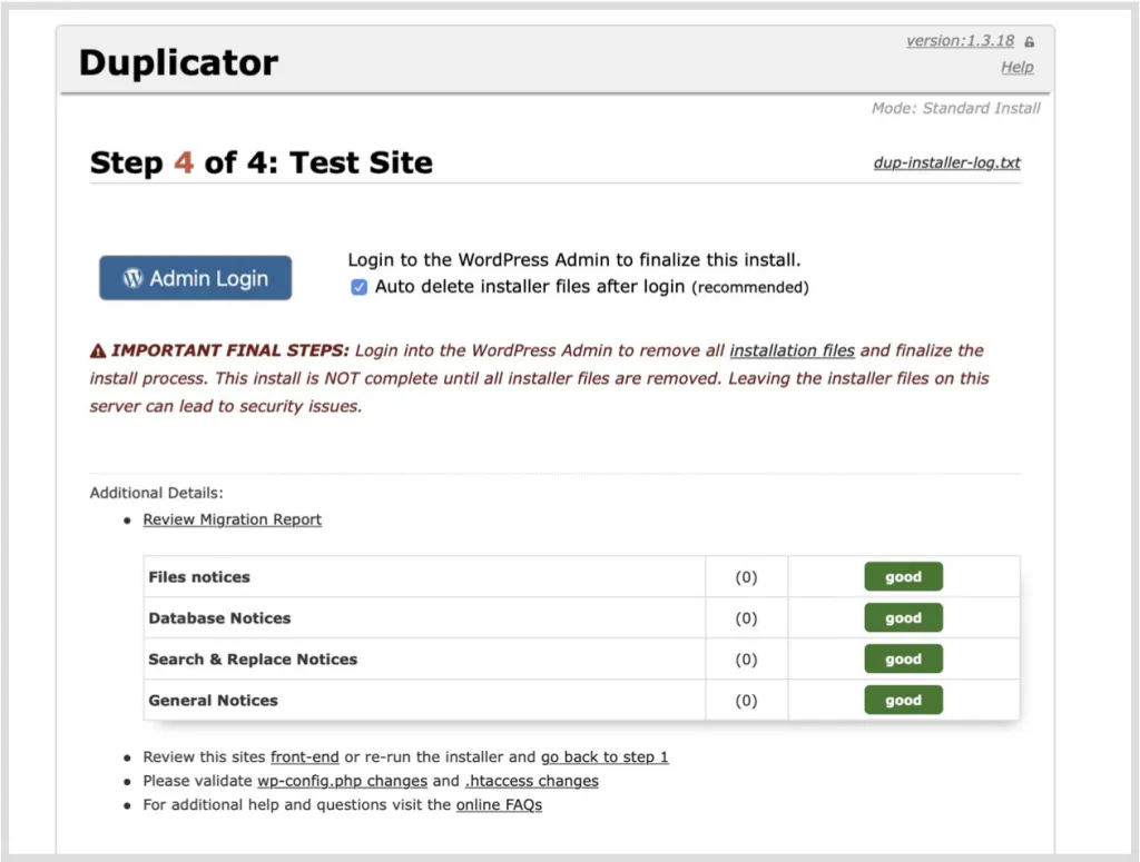 Hướng dẫn clone WordPress website bằng Duplicator 53 Duplicator sẽ hoàn tất việc clone WordPress