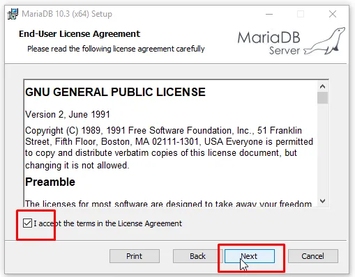 MariaDB là gì? Chi tiết cách cài đặt và kết nối MariaDB nhanh chóng 29 Nhấn chọn I accept