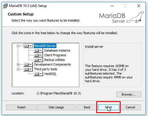 MariaDB là gì? Chi tiết cách cài đặt và kết nối MariaDB nhanh chóng 30 Bấm chọn thư mục