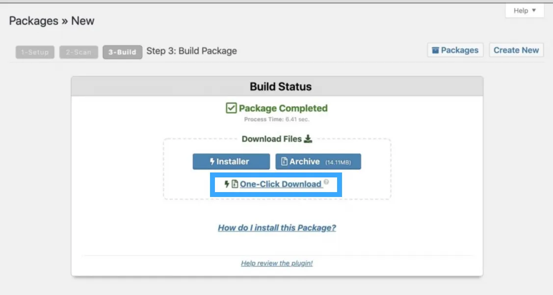 Hướng dẫn clone WordPress website bằng Duplicator 38 Chọn One-Click Download