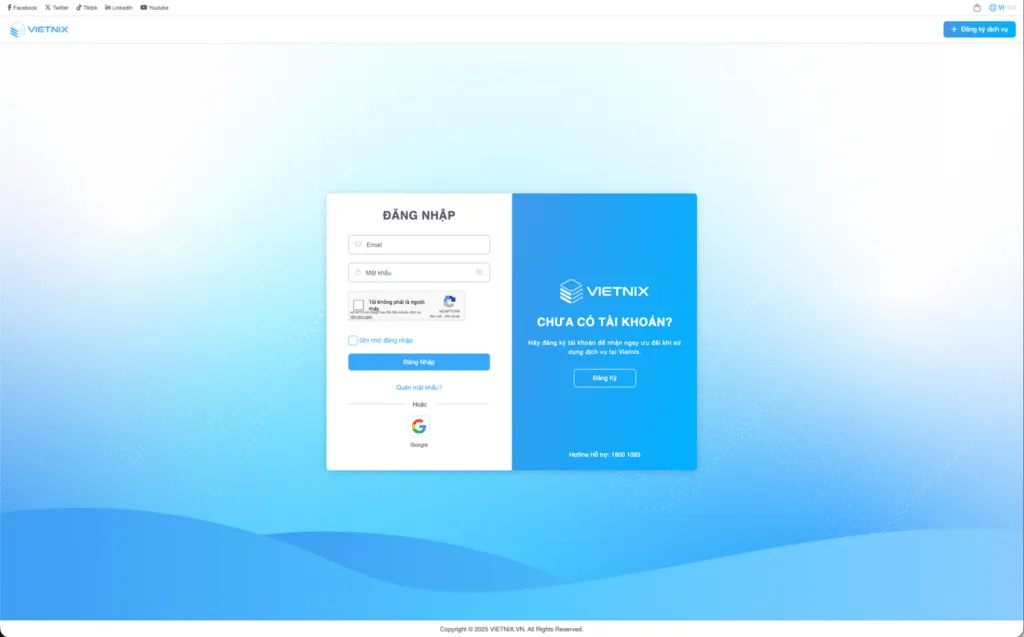 Bản ghi CNAME là gì? Hướng dẫn tạo CNAME Record trong DNS 34 Đăng nhập vào hệ thống Vietnix