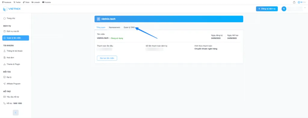 Bản ghi CNAME là gì? Hướng dẫn tạo CNAME Record trong DNS 36 Chọn tab Quản lý DNS
