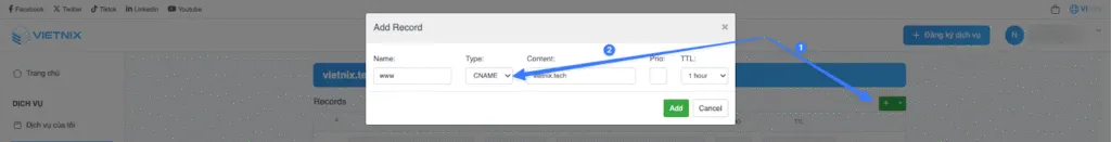 Bản ghi CNAME là gì? Hướng dẫn tạo CNAME Record trong DNS 37 Thêm bản ghi CNAME
