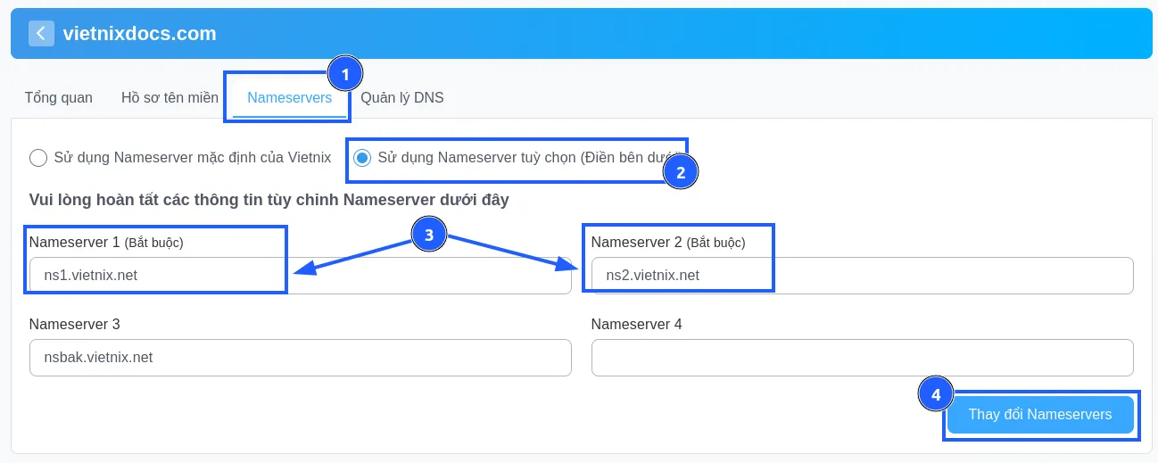 Hướng dẫn chuyển host cho WordPress nhanh chóng 36 Chuyển sang phần Nameservers