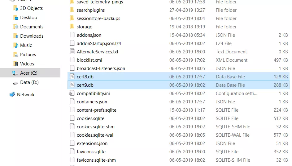 Sửa lỗi "your connection is not secure" trên FireFox đơn giản 51 chay 2 file cert8 cert9