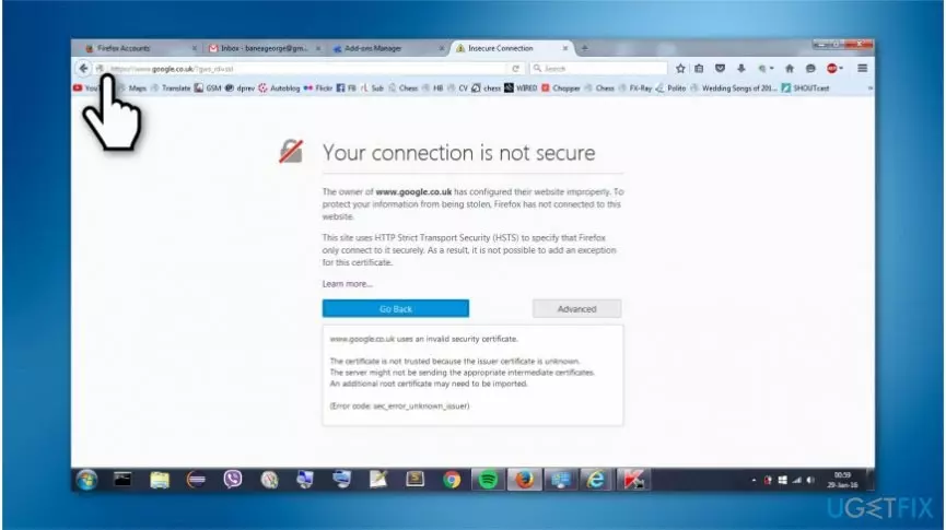 Sửa lỗi "your connection is not secure" trên FireFox đơn giản 40 xuất và nhập địa chỉ ssl