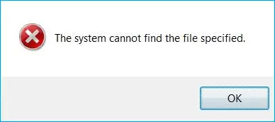 the system cannot find the file specified