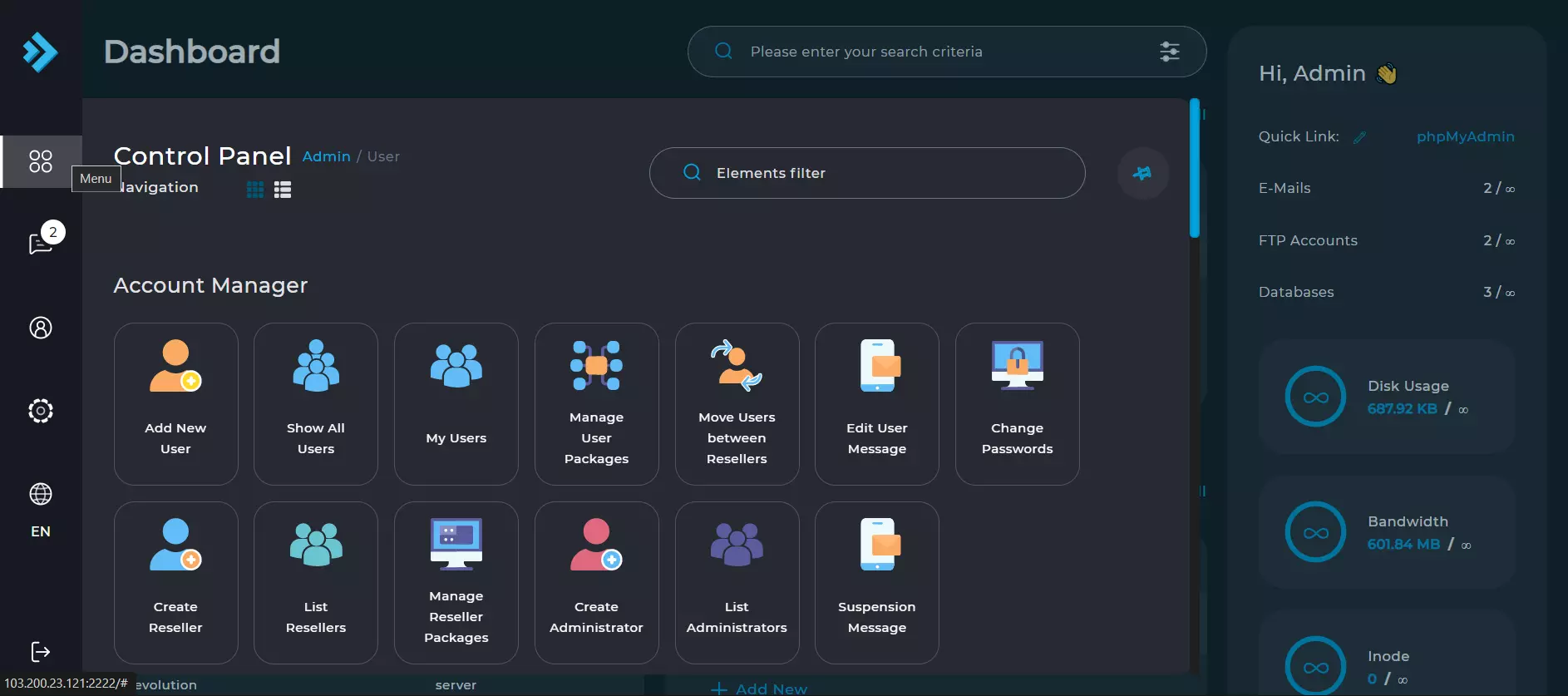 phần mềm quản lý vps directadmin