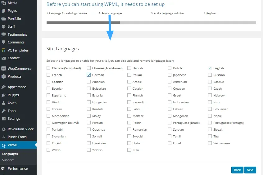WPML là gì? Cách tạo một Website đa ngôn ngữ với WPML 39 Chọn ngôn ngữ cho website