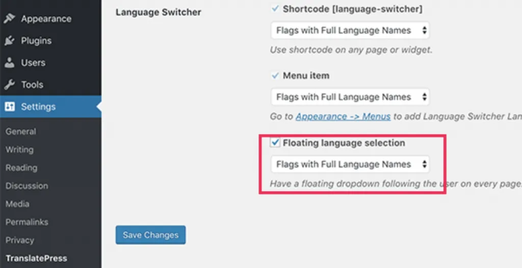 Hướng dẫn thêm một floating language switcher 