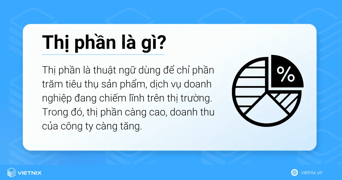 Thị phần là gì? Cách tính thị phần chính xác cho doanh nghiệp 24 Thị phần là tỷ lệ chiếm lĩnh thị trường của một doanh nghiệp so với toàn ngành