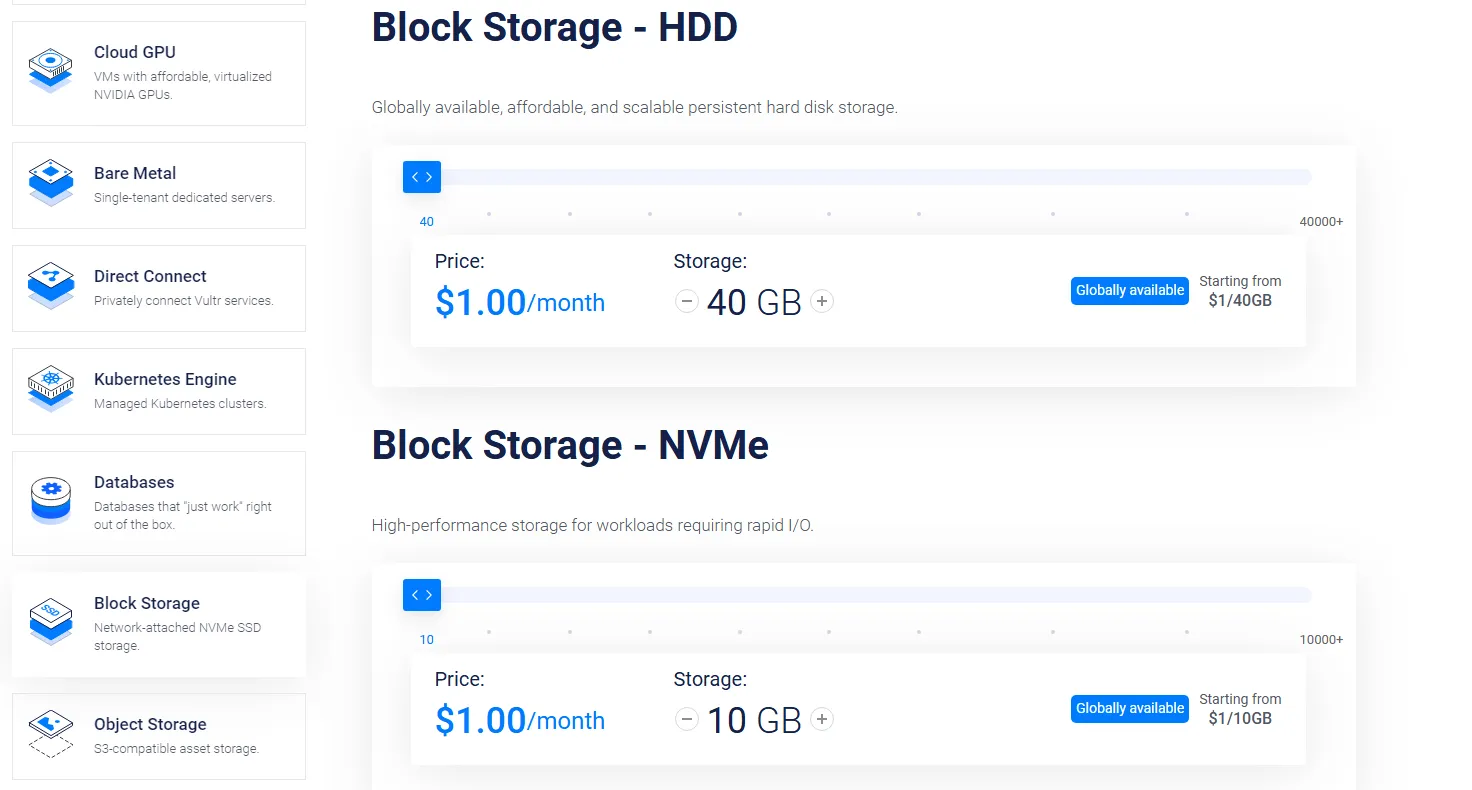Hướng dẫn mua và sử dụng VPS Vultr chi tiết và đơn giản nhất 49 Sản phẩm Block Storage của Vultr Server