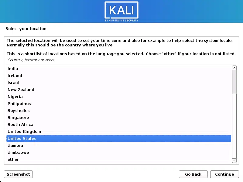 Hướng dẫn cài Kali Linux chạy song song với Windows 10 35 Chọn vị trí địa lý