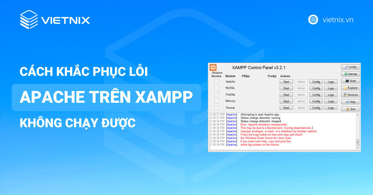 Apache không chạy được trên Xampp