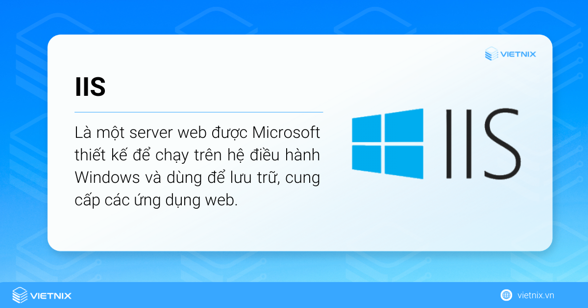 IIS là một server web được Microsoft thiết kế để chạy trên hệ điều hành Windows