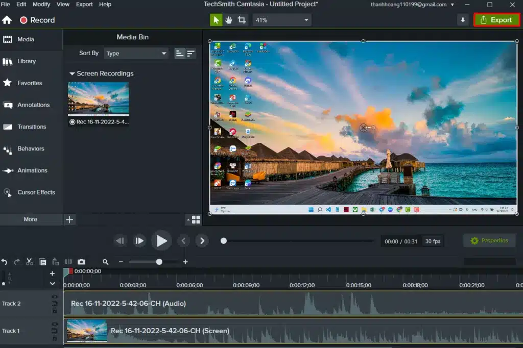 Camtasia là gì? Cách tải Camtasia cho máy tính 25 Chọn Export để xuất file