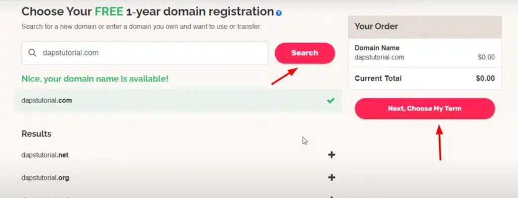 Cách mua hosting iPage chỉ 36$/năm miễn phí tên miền 14 Chọn domain miễn phí khi mua hosting Ipage
