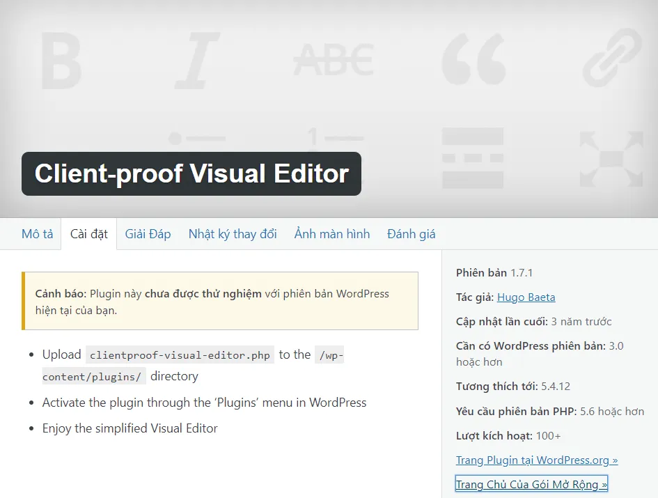 Plugin soạn thảo văn bản - Client-proof Visual Editor