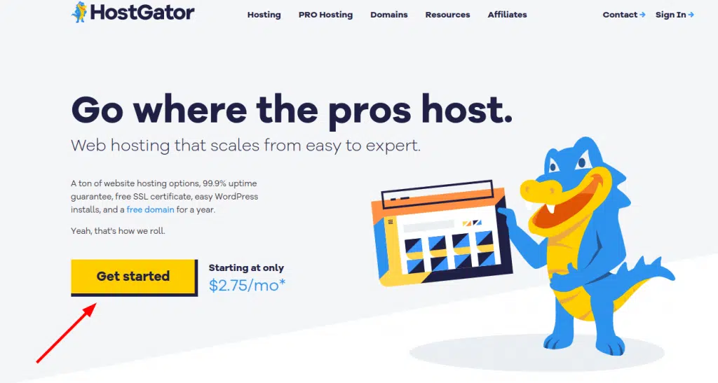 Đánh giá HostGator và nên sử dụng dịch vụ hay không? 29 Truy cập vào website HostGator và bấm Get started để mua hosting tại đây