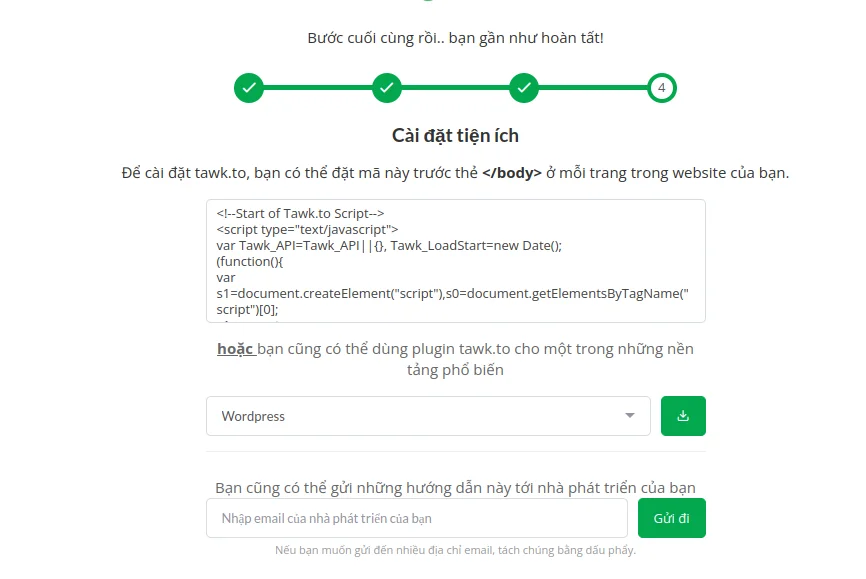 Tawk.to là gì? Cách tích hợp Tawk.to để chat trực tuyến trên website WordPress 17 Mã code có sẵn trong mục quản trị của Tawk.to