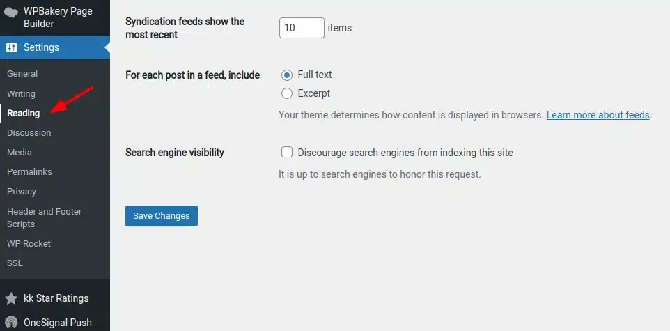 Top 5 plugin thu gọn bài viết trong WordPress đơn giản, chính xác 13 Chọn Setting > Reading