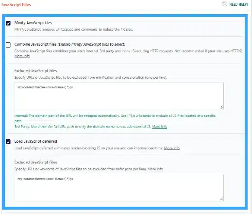 Các cấu hình tối ưu JavaScript trên Plugin WP Rocket