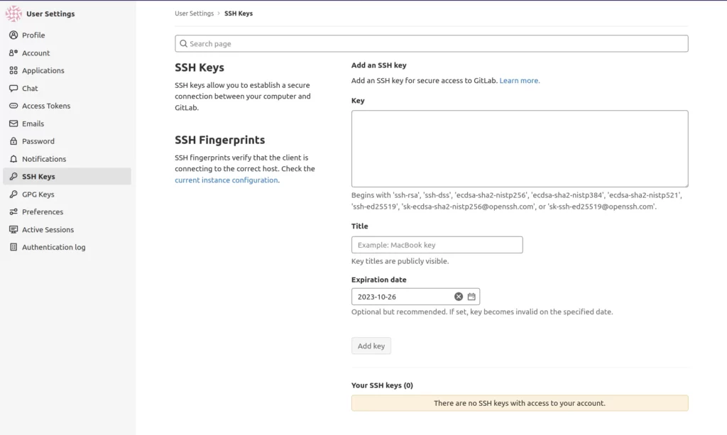 Thiết lập SSH key