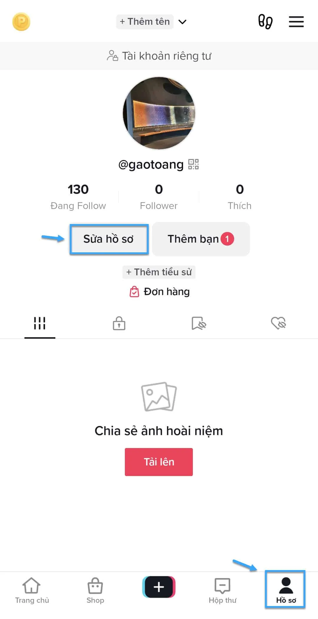 Cách đổi tên trên TikTok, đổi ID TikTok trên PC, điện thoại 15 Chọn Sửa hồ sơ (Edit Profile)