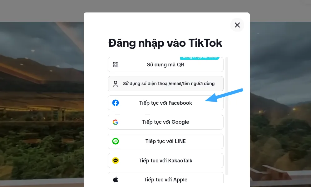 Cách đăng ký và đăng nhập TikTok trên máy tính, điện thoại đơn giản nhất 34 Chọn tiếp tục với Facebook