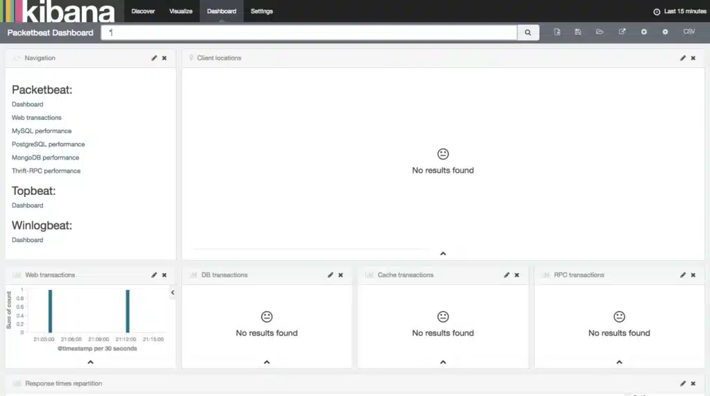 Hướng dẫn thu thập các số liệu cơ sở hạ tầng với PacketBeat và ELK trên Centos 7 21 Chọn Packetbeat-Dashboard từ danh sách các gợi ý