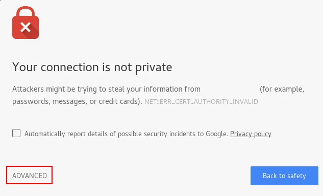 Hướng dẫn tạo chứng chỉ SSL tự ký cho Nginx trên CentOS 7 5 Cảnh báo sự uy tín của chứng chỉ