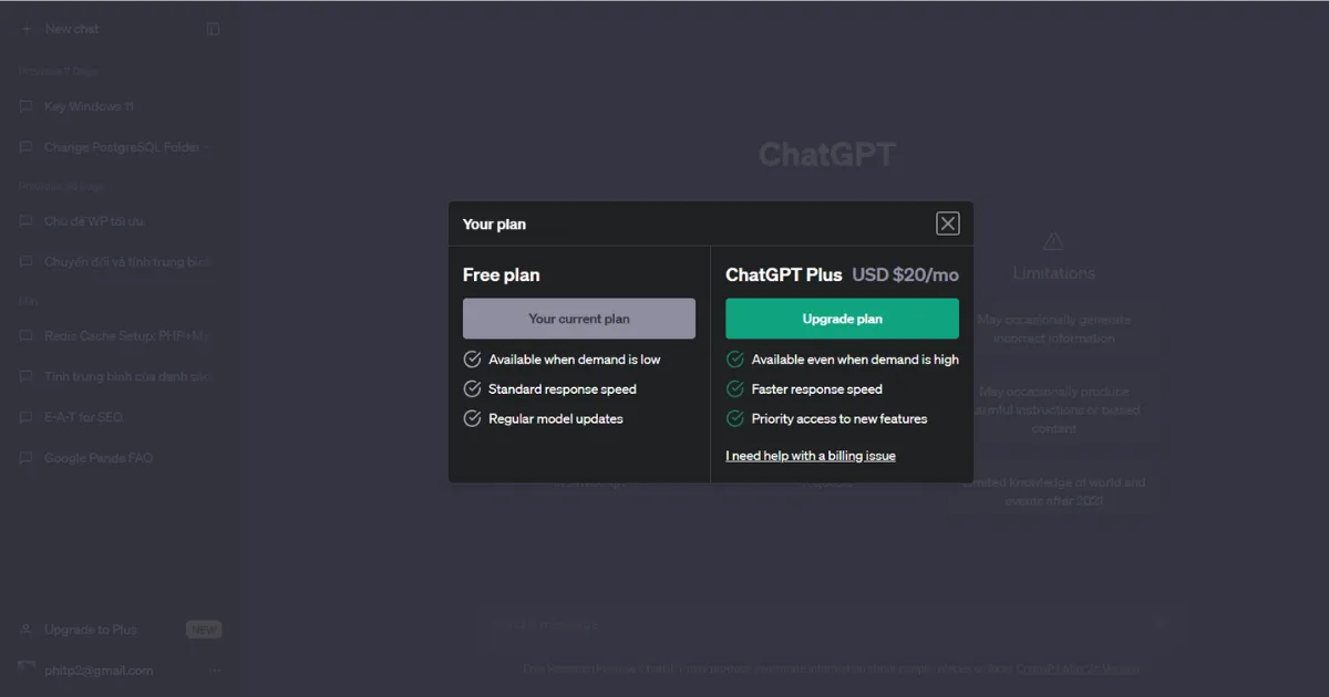 ChatGPT Plus hiện tại đã có thể sử dụng tại Việt Nam với chi phí $20/month