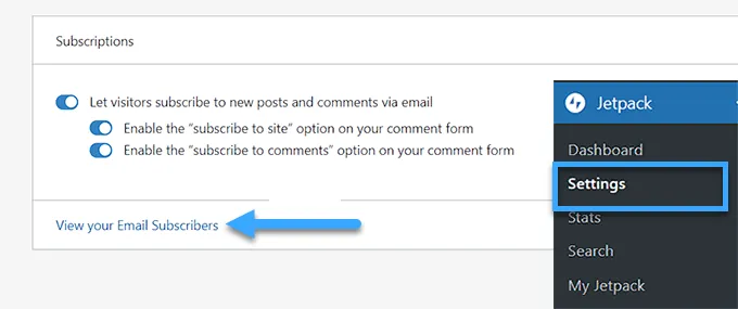 Nhấp vào liên kết View your Email Subscribers