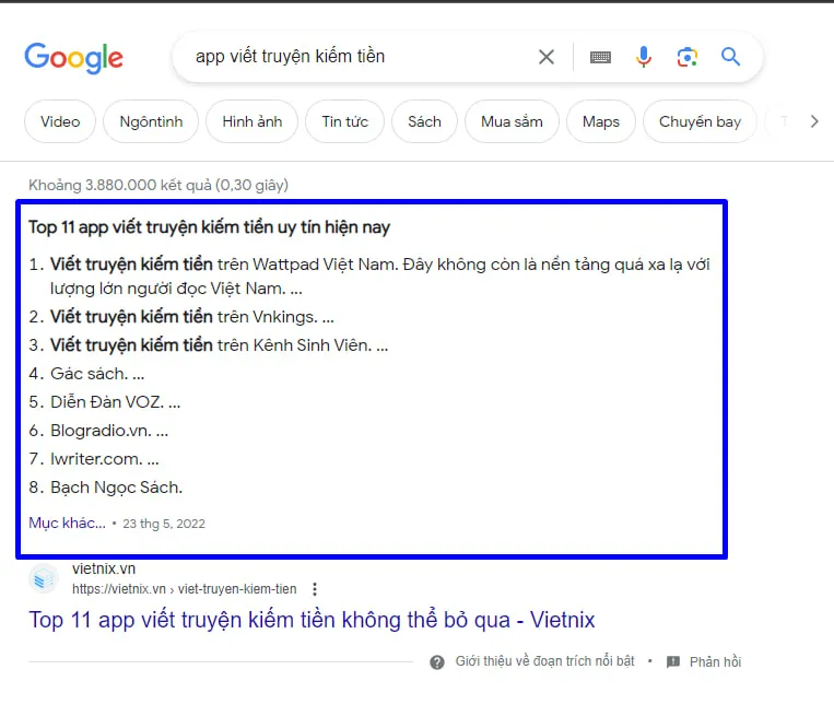 SERP Analysis là gì? Cách phân tích SERP hiệu quả 63 Ví dụ về từ khóa "App viết truyện kiếm tiền"