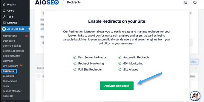 Tạo redirect 301 trong WordPress bằng plugin AIOSEO