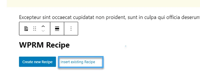Cách tạo food blog bằng WordPress đơn giản 58 Nhấp vào Insert Existiing Recipe link