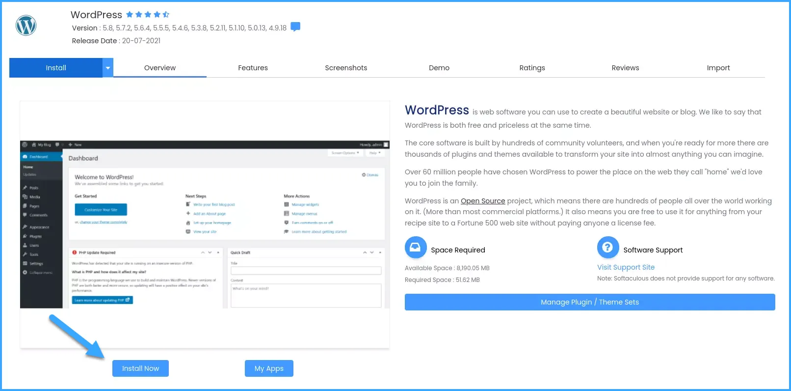 Cách tạo food blog bằng WordPress đơn giản 37 Nhấn vào nút Install Now để cài đặt