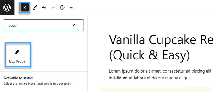 Cách tạo food blog bằng WordPress đơn giản 48 Tasty Recipe block