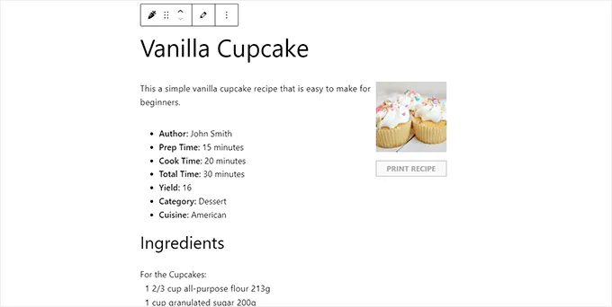 Cách tạo food blog bằng WordPress đơn giản 51 Nhấp vào Insert button và Tasty Recipe để chèn công thức