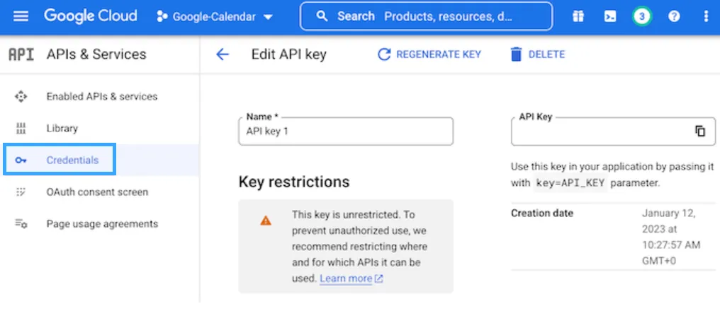 Cách thêm Google Calendar vào WordPress 45 hạn chế truy cập API key trong Google Calendar