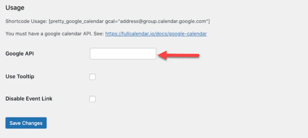 Cách thêm Google Calendar vào WordPress 50 Thêm API key vào website WordPress