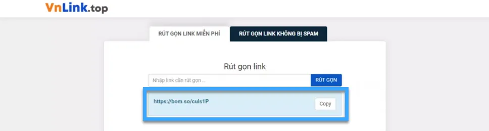 Top 15 cách rút gọn link URL miễn phí tốt nhất được nhiều người sử dụng 52 Kết quả sau khi rút gọn link với Vnlink.top