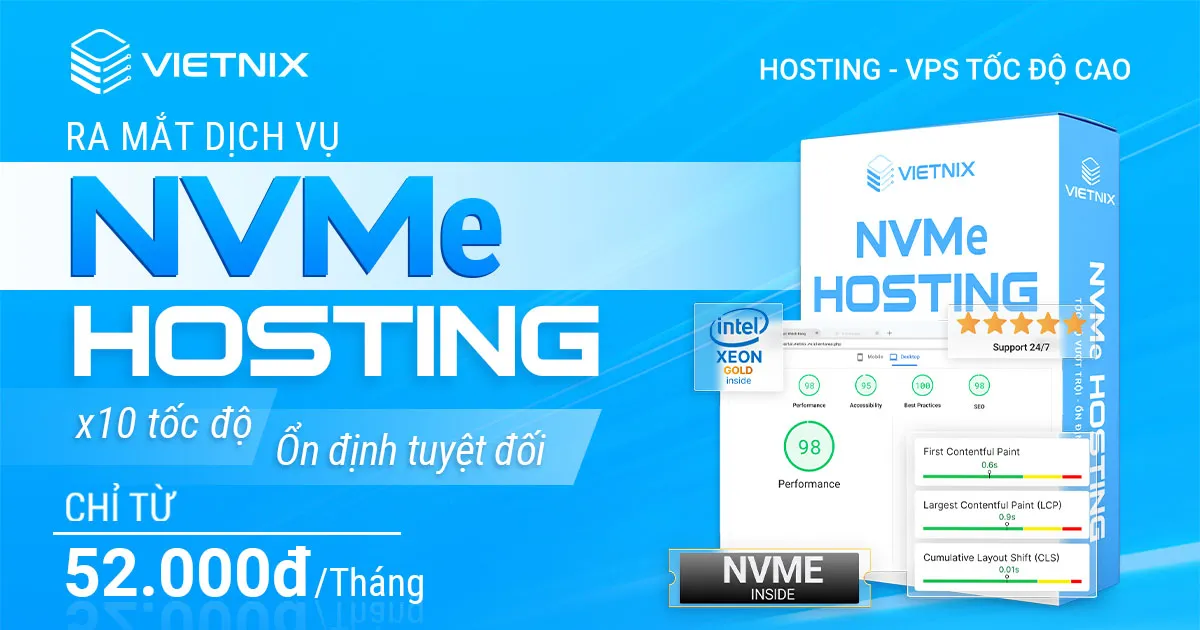 Dịch vụ NVMe hosting tại Vietnix