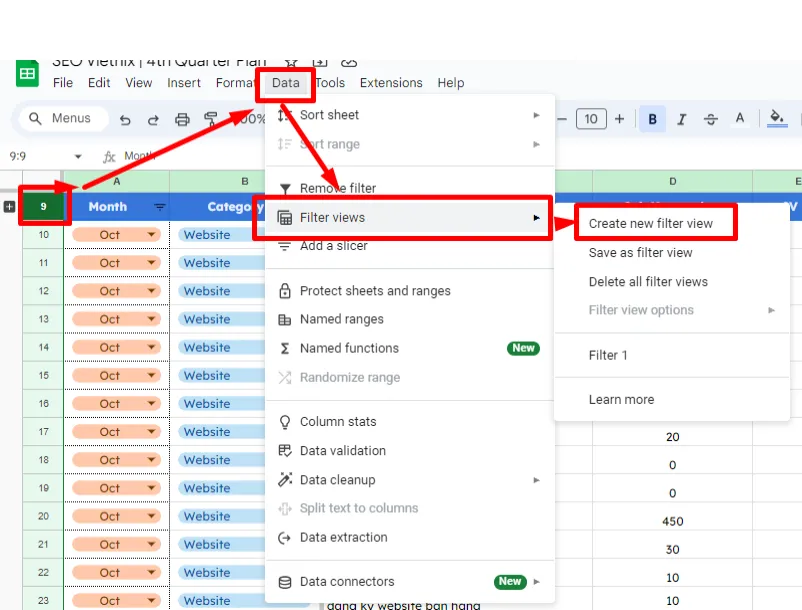 Sắp xếp và lọc dữ liệu trong Google Sheets