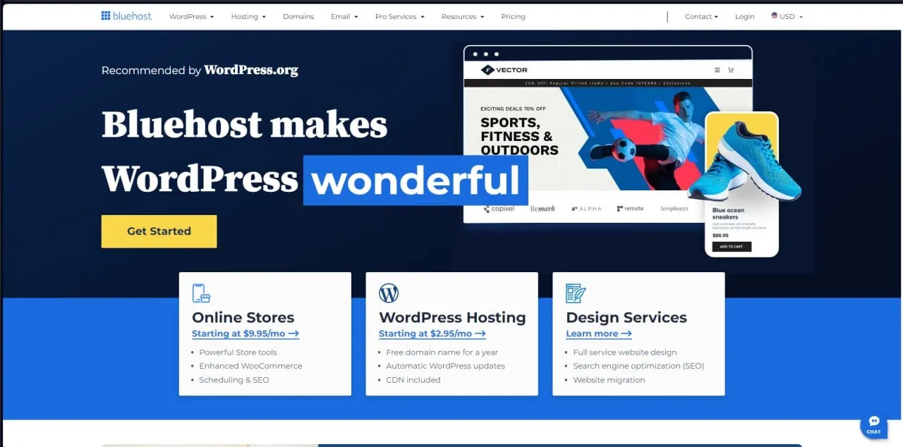 Bluehost - Dịch vụ hosting nổi tiếng toàn cầu